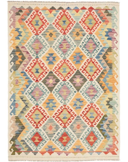 Tappeto Kilim Afghanistan marrone giallo 123x172