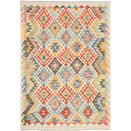 Tappeto Kilim Afghanistan marrone giallo 123x172