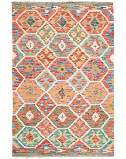 Tappeto Kilim Afghanistan marrone bianco 124x189