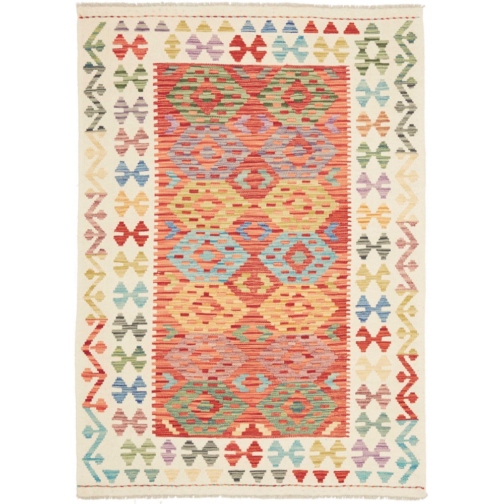 Tappeto Kilim Afghanistan giallo marrone 125x177 Tappeto Kilim Afghanistan giallo marrone 125x177