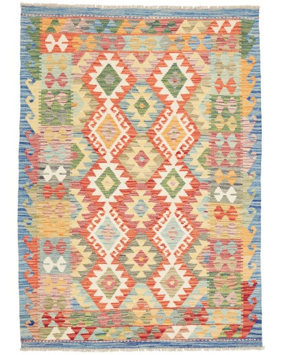 Tappeto Kilim Afghanistan marrone azzurro 125x175