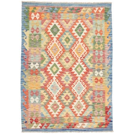 Tappeto Kilim Afghanistan marrone azzurro 125x175