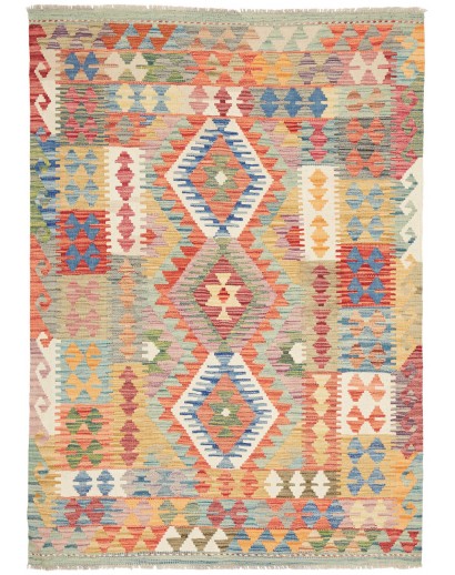 Tappeto Kilim Afghanistan marrone azzurro 121x172