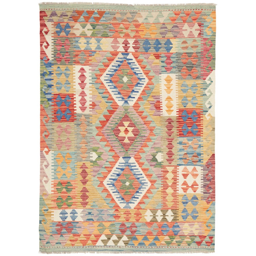 Tappeto Kilim Afghanistan marrone azzurro 121x172 Tappeto Kilim Afghanistan marrone azzurro 121x172