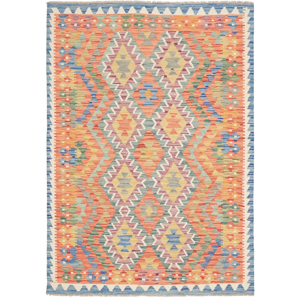 Tappeto Kilim Afghanistan marrone azzurro 127x178 Tappeto Kilim Afghanistan marrone azzurro 127x178