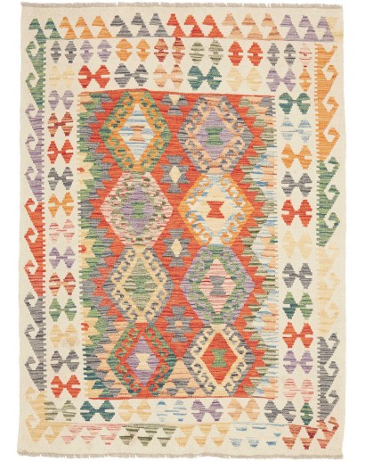 Tappeto Kilim Afghanistan beige azzurro 123x169