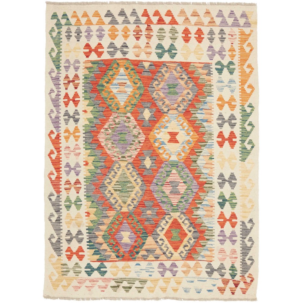 Tappeto Kilim Afghanistan beige azzurro 123x169 Tappeto Kilim Afghanistan beige azzurro 123x169