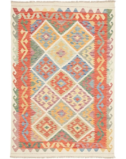 Tappeto Kilim Afghanistan marrone bianco 118x177