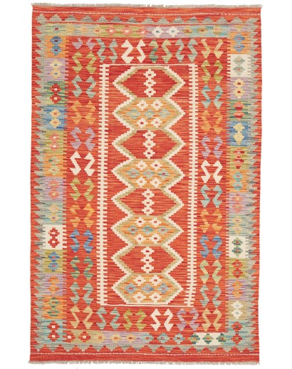 Tappeto Kilim Afghanistan arancione bianco 115x181