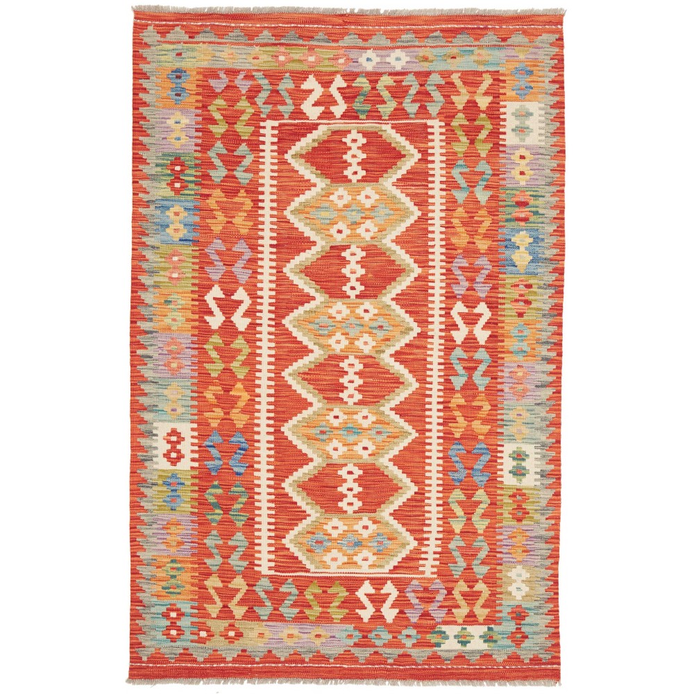 Tappeto Kilim Afghanistan arancione bianco 115x181 Tappeto Kilim Afghanistan arancione bianco 115x181