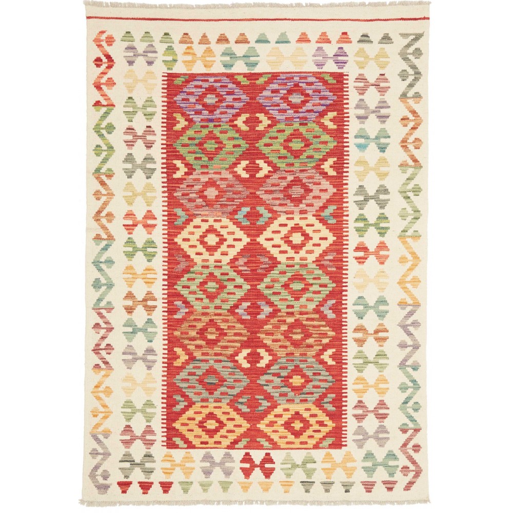 Tappeto Kilim Afghanistan giallo marrone 120x174 Tappeto Kilim Afghanistan giallo marrone 120x174