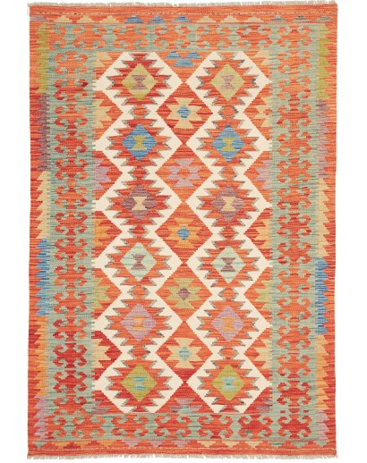Tappeto Kilim Afghanistan arancione bianco 123x184