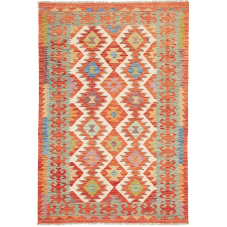 Tappeto Kilim Afghanistan arancione bianco 123x184