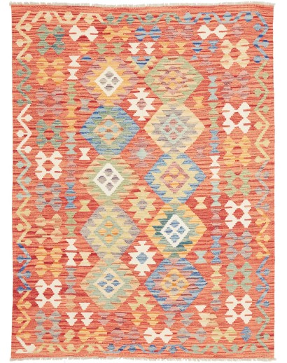 Tappeto Kilim Afghanistan arancione giallo 131x177