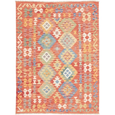 Tappeto Kilim Afghanistan arancione giallo 131x177