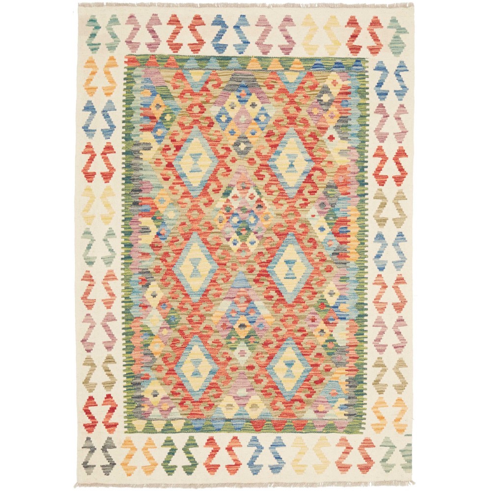 Tappeto Kilim Afghanistan giallo 127x178 Tappeto Kilim Afghanistan giallo 127x178