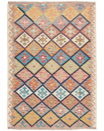 Tappeto Kilim Afghanistan marrone grigio 131x191