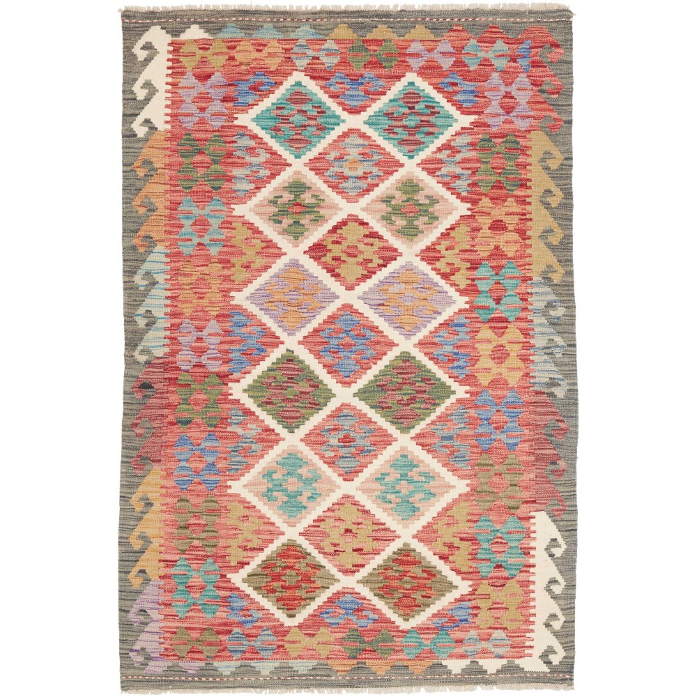 Tappeto Kilim Afghanistan marrone azzurro 122x183 Tappeto Kilim Afghanistan marrone azzurro 122x183