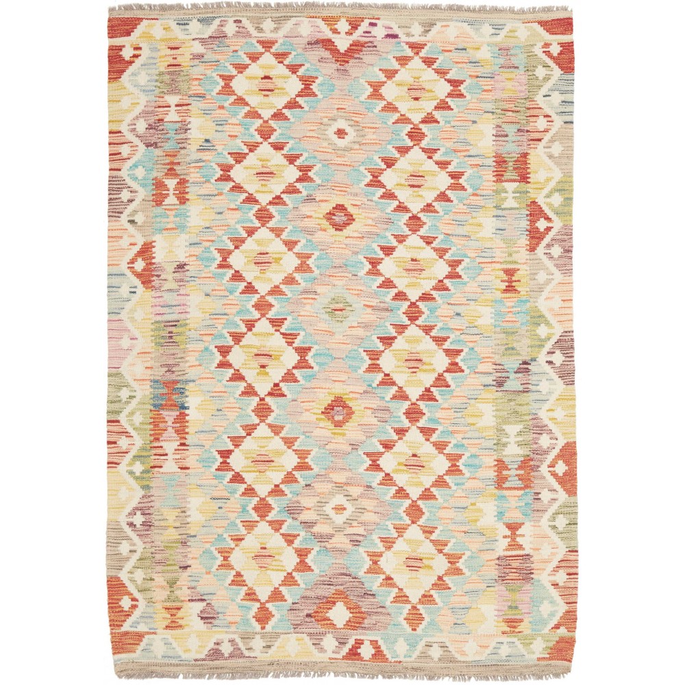 Tappeto Kilim Afghanistan giallo marrone 128x178 Tappeto Kilim Afghanistan giallo marrone 128x178