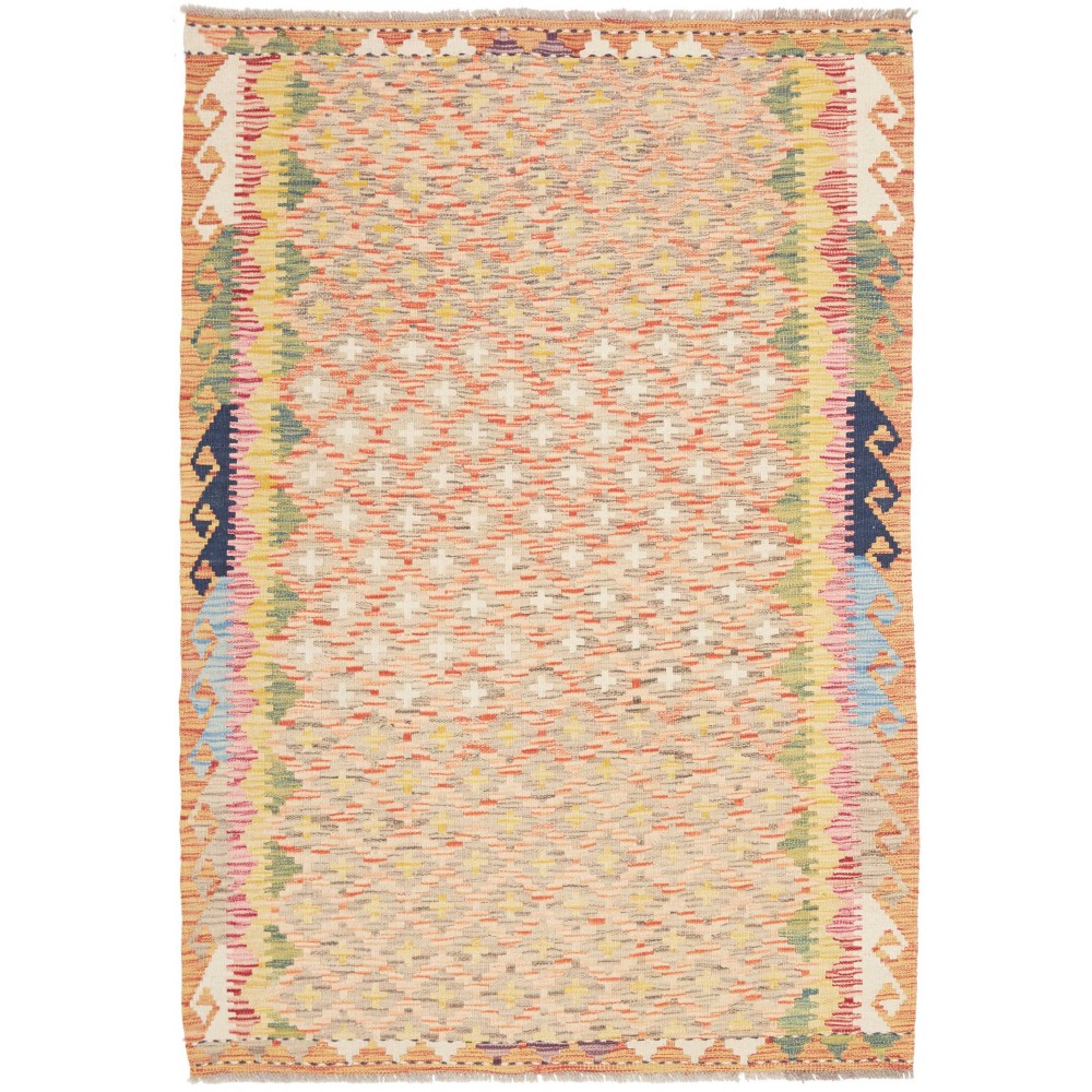 Tappeto Kilim Afghanistan marrone azzurro 124x176 Tappeto Kilim Afghanistan marrone azzurro 124x176