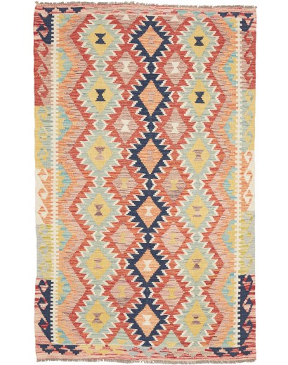 Tappeto Kilim Afghanistan marrone rosso 118x191