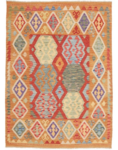 Tappeto Kilim Afghanistan marrone bianco 133x178