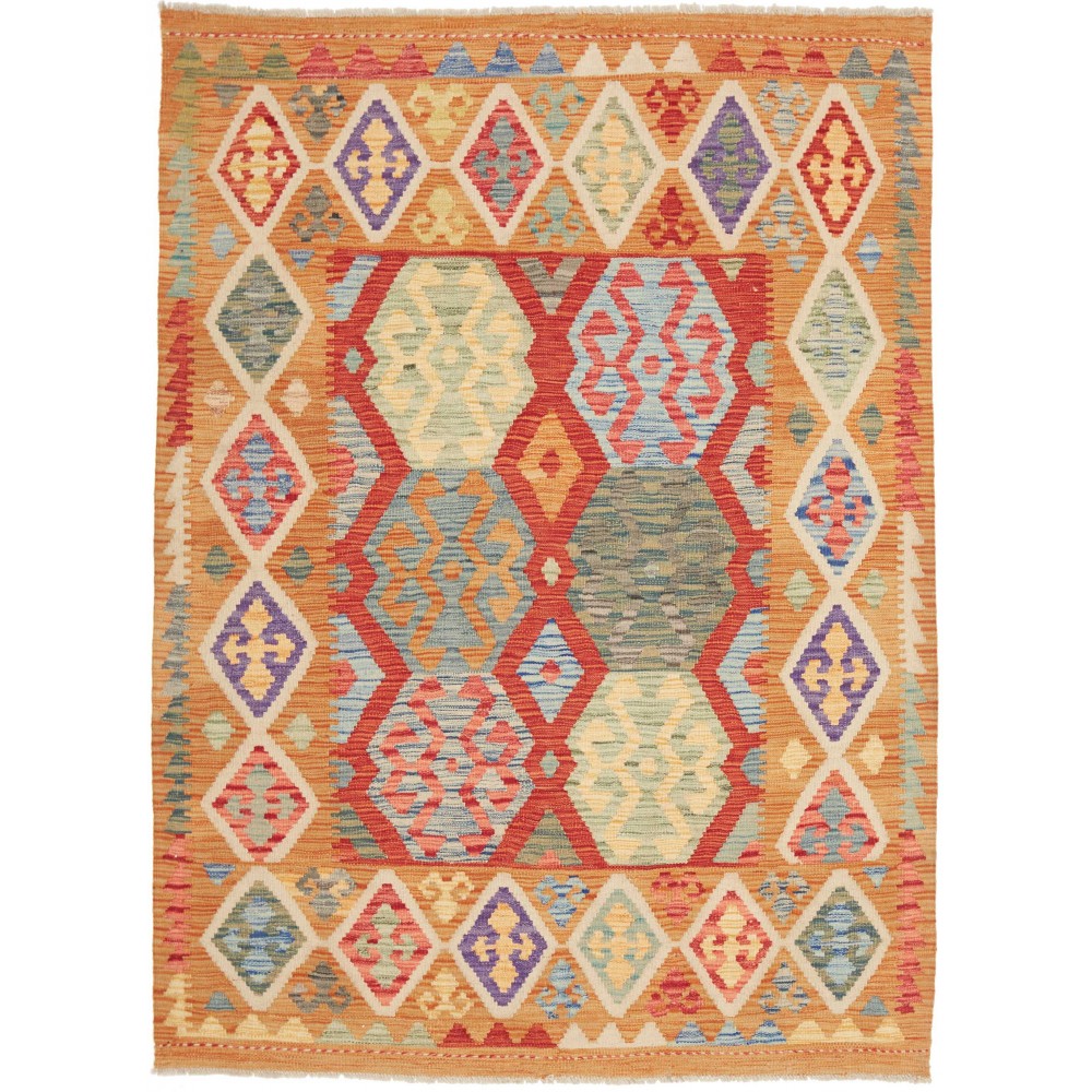 Tappeto Kilim Afghanistan marrone bianco 133x178 Tappeto Kilim Afghanistan marrone bianco 133x178