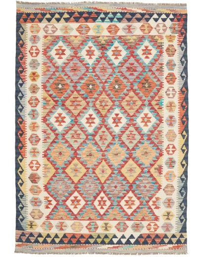 Tappeto Kilim Afghanistan marrone grigio 134x191