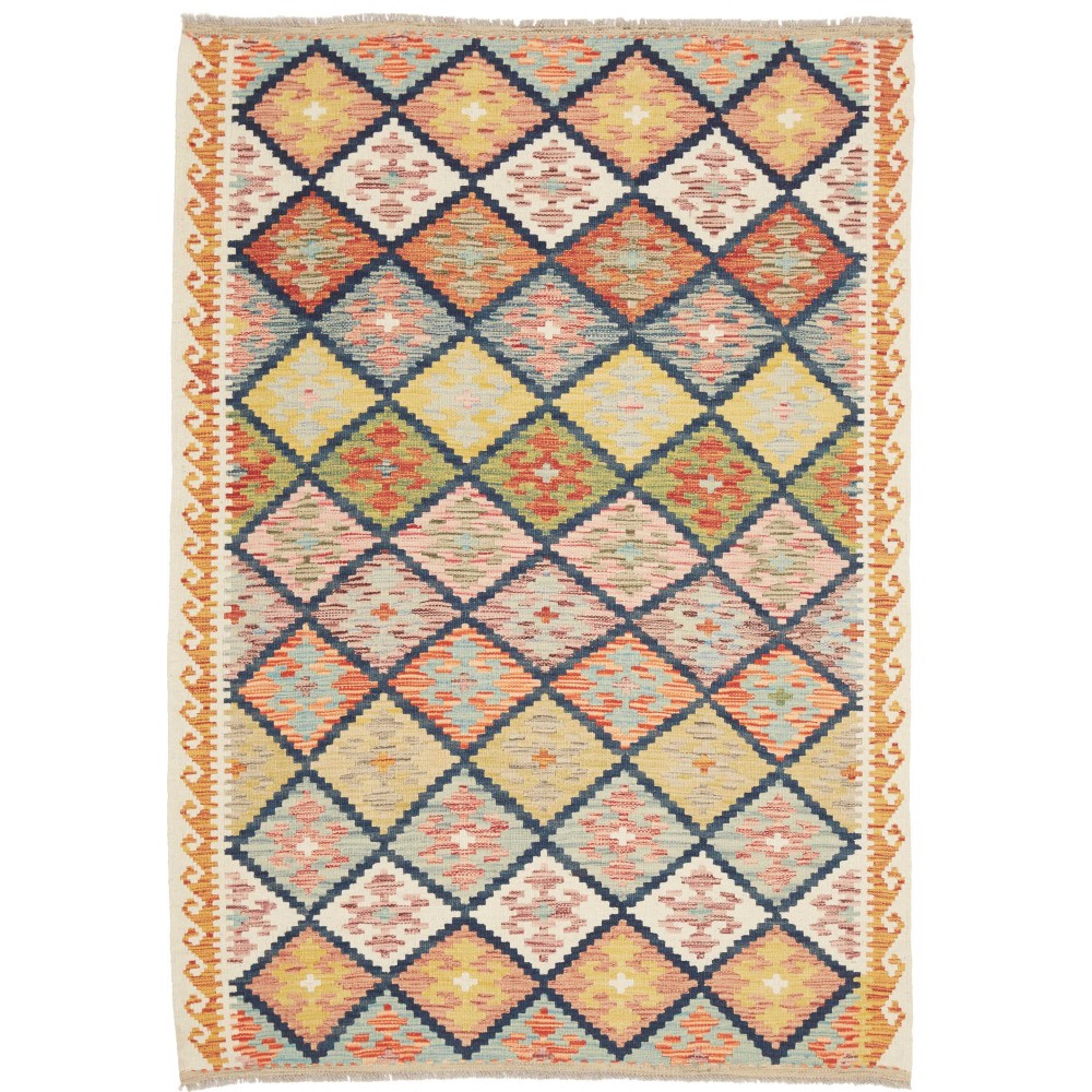 Tappeto Kilim Afghanistan marrone grigio 127x185 Tappeto Kilim Afghanistan marrone grigio 127x185