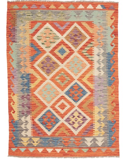 Tappeto Kilim Afghanistan marrone azzurro 127x171
