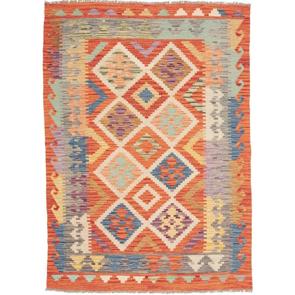 Tappeto Kilim Afghanistan marrone azzurro 127x171 Tappeto Kilim Afghanistan marrone azzurro 127x171