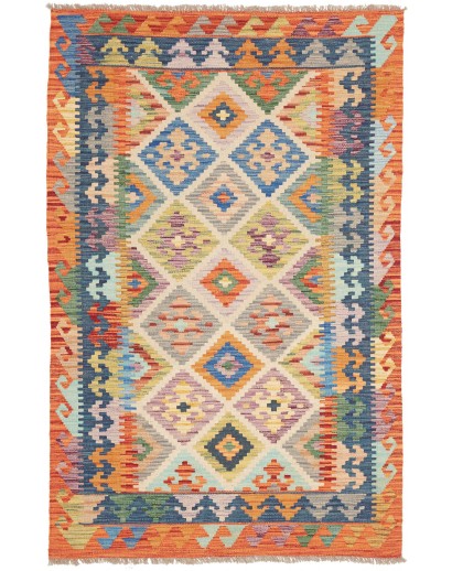 Tappeto Kilim Afghanistan marrone azzurro 119x187