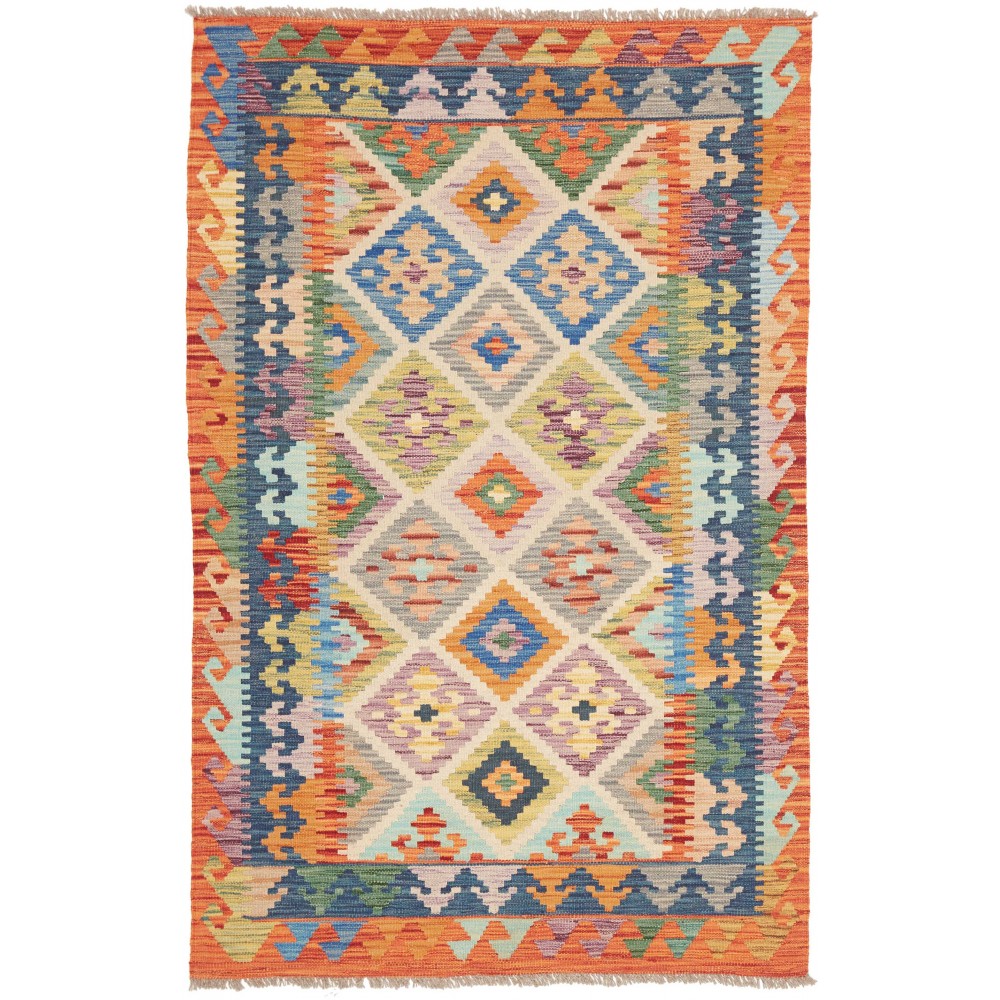 Tappeto Kilim Afghanistan marrone azzurro 119x187 Tappeto Kilim Afghanistan marrone azzurro 119x187