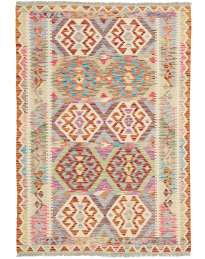 Tappeto Kilim Afghanistan beige azzurro 123x179