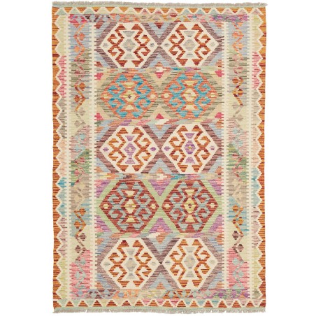 Tappeto Kilim Afghanistan beige azzurro 123x179
