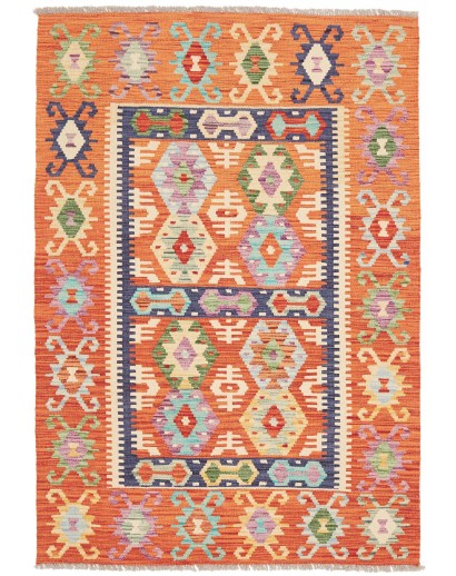 Tappeto Kilim Afghanistan arancione giallo 122x174