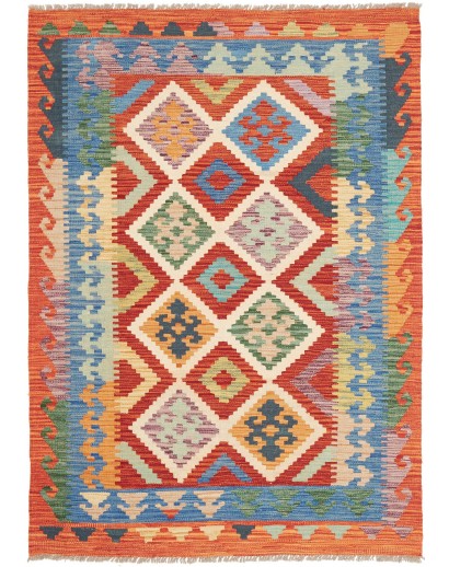 Tappeto Kilim Afghanistan marrone azzurro 125x172