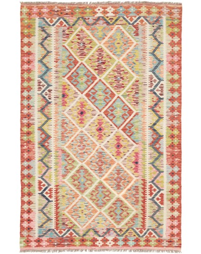Tappeto Kilim Afghanistan marrone rosso 122x183