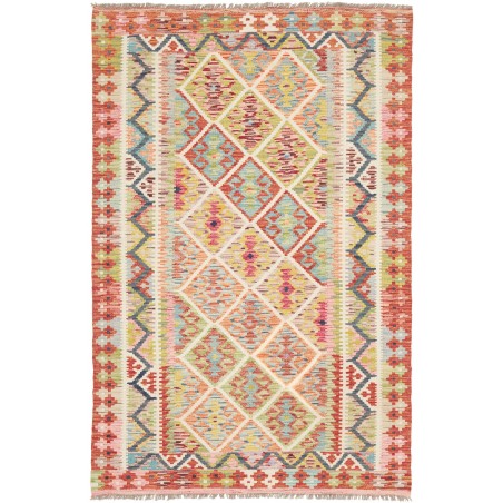 Tappeto Kilim Afghanistan marrone rosso 122x183