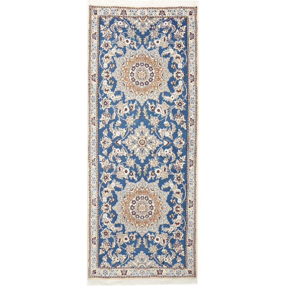 Tappeto Nain 9La Persia bianco blu 82x200 Tappeto Nain 9La Persia bianco blu 82x200