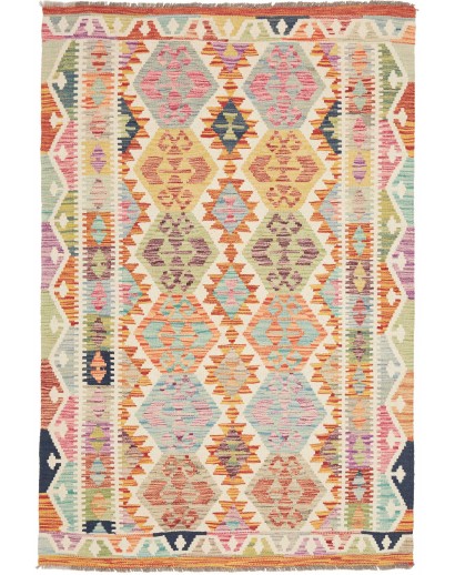Tappeto Kilim Afghanistan marrone giallo 124x182