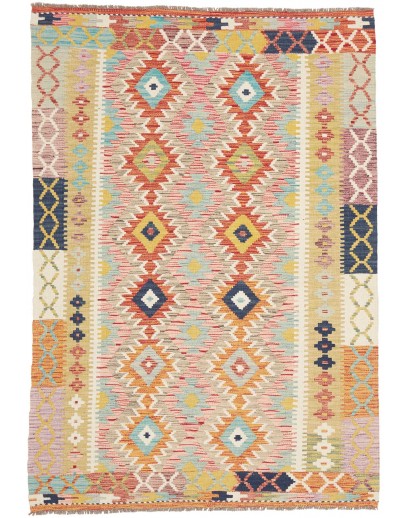 Tappeto Kilim Afghanistan marrone bianco 127x182