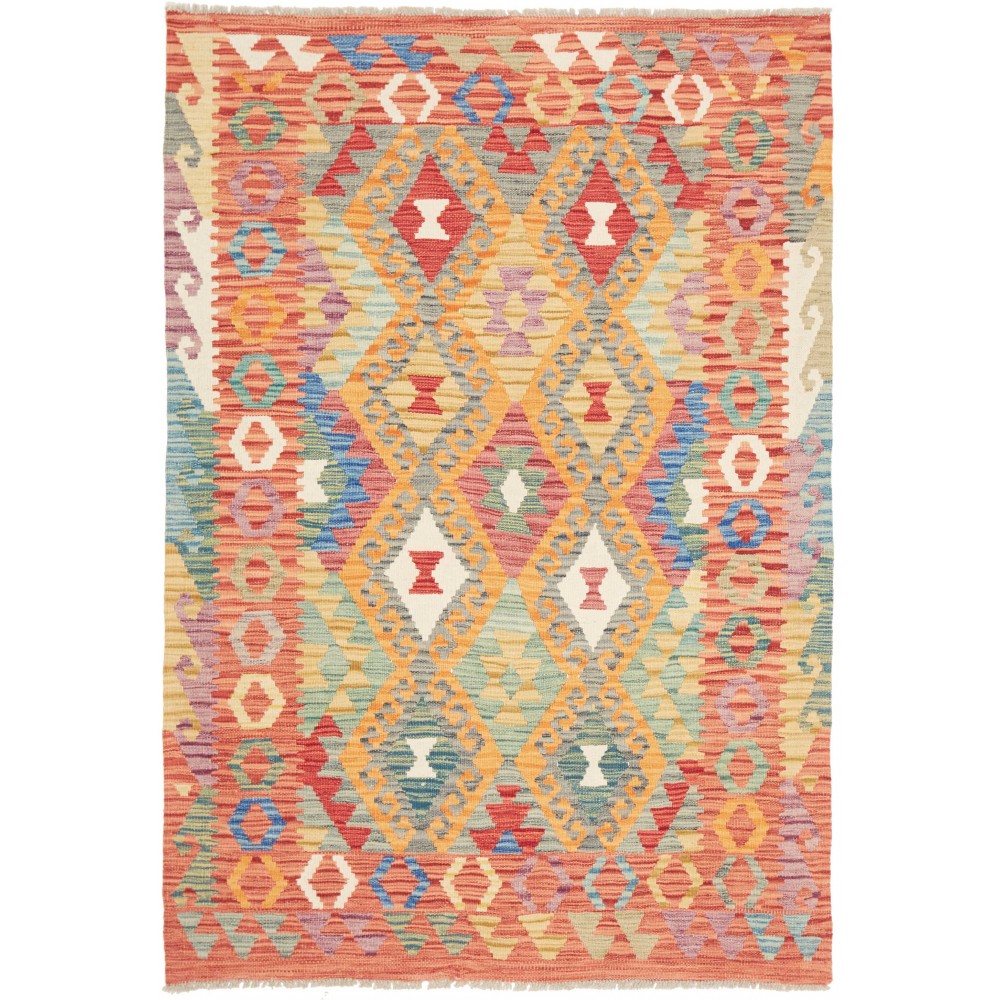 Tappeto Kilim Afghanistan marrone bianco 127x184 Tappeto Kilim Afghanistan marrone bianco 127x184