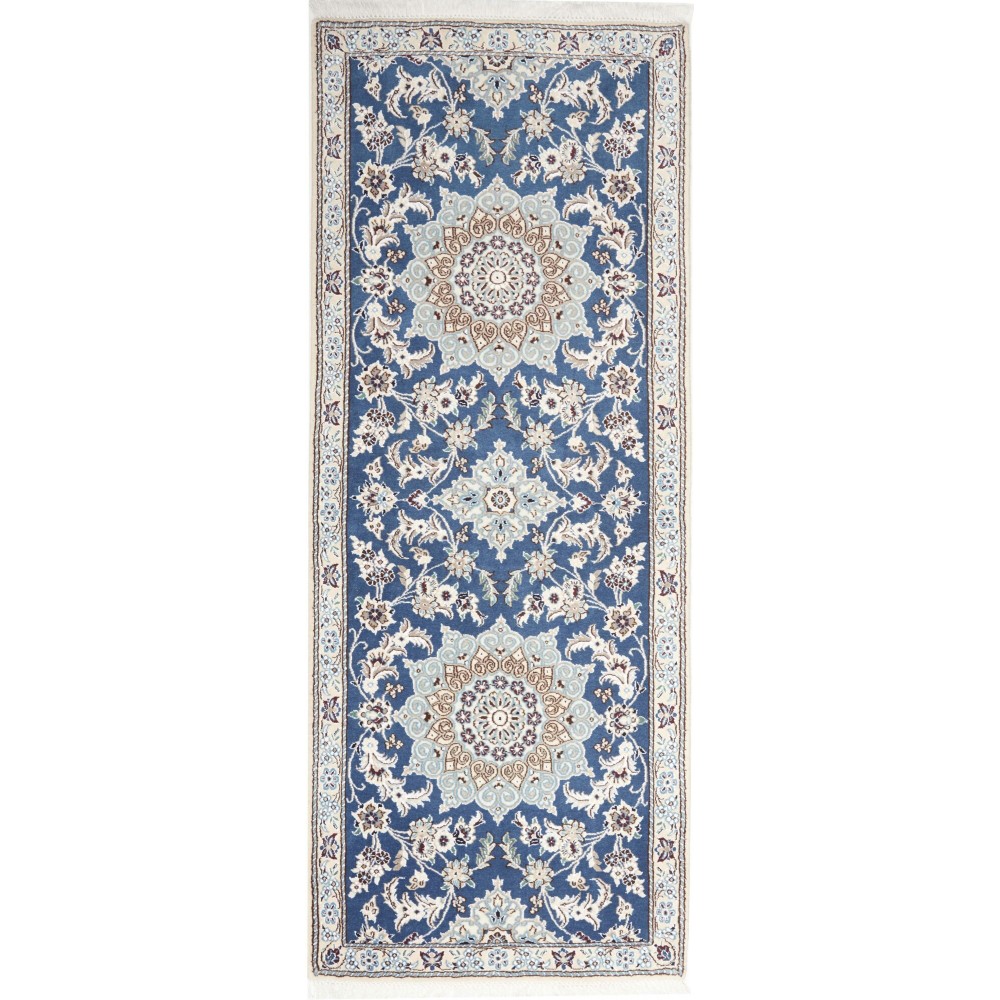 Tappeto Nain 9La Persia bianco azzurro 78x203 Tappeto Nain 9La Persia bianco azzurro 78x203