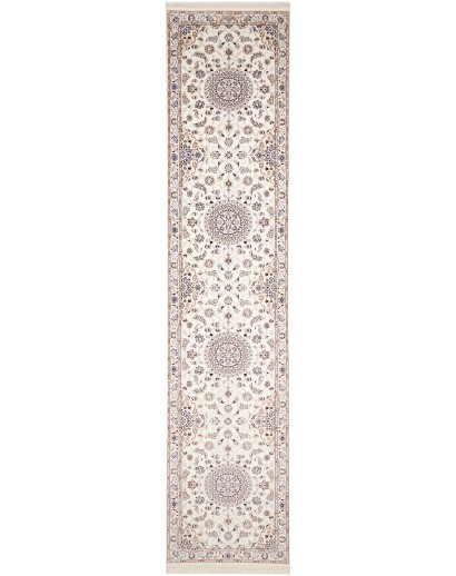 Tappeto Nain 6La Persia bianco azzurro 87x412