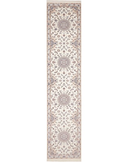 Tappeto Nain 6La Persia bianco azzurro 87x413