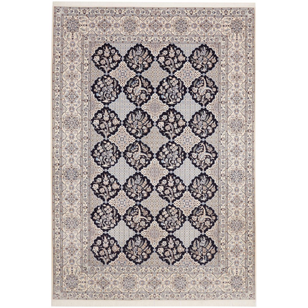 Tappeto Nain 6La Persia beige blu 206x300 Tappeto Nain 6La Persia beige blu 206x300