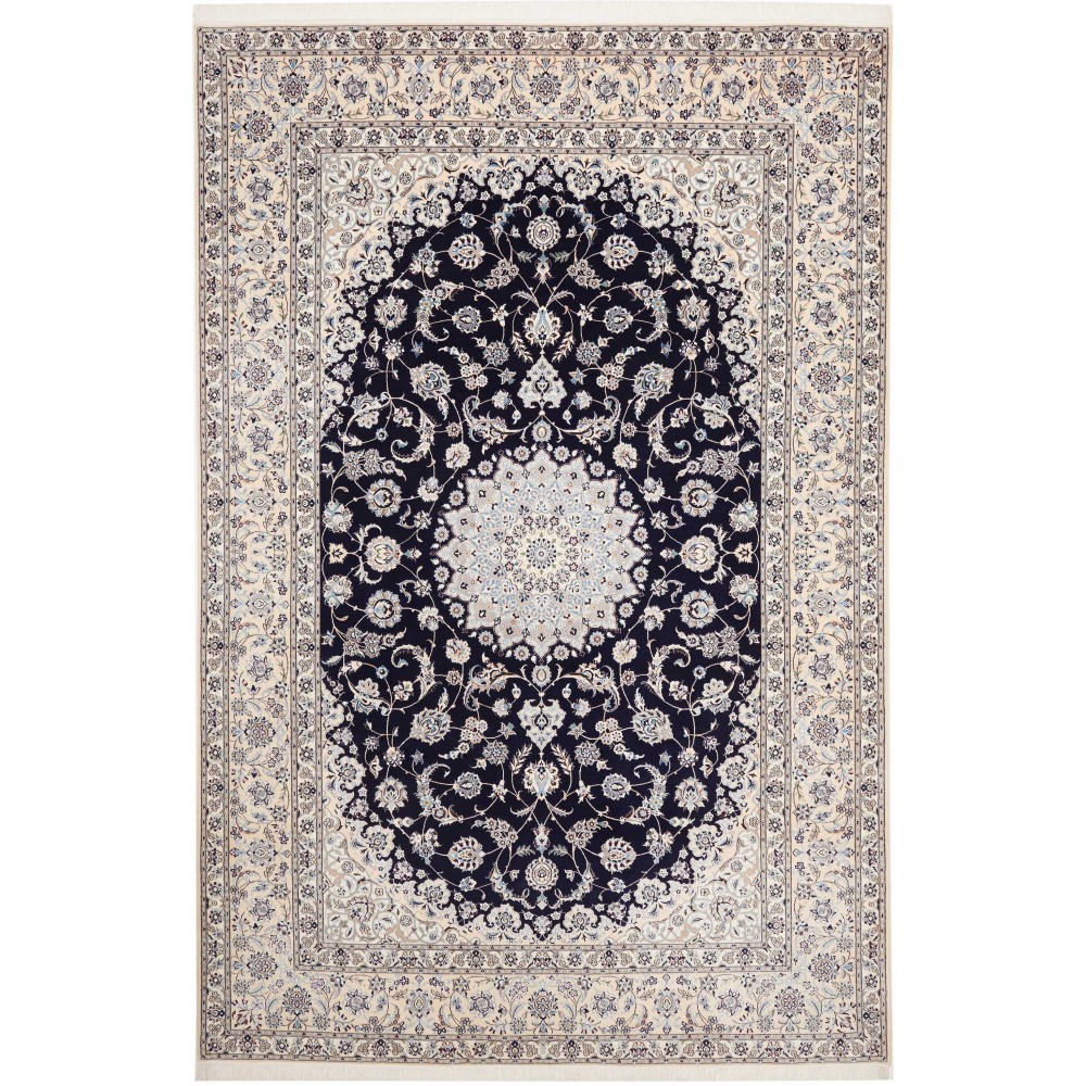 Tappeto Nain 6La Persia bianco blu 211x317 Tappeto Nain 6La Persia bianco blu 211x317