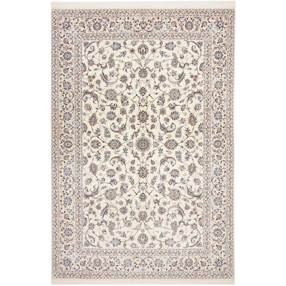 Tappeto Nain 6La Persia bianco grigio 205x302 Tappeto Nain 6La Persia bianco grigio 205x302