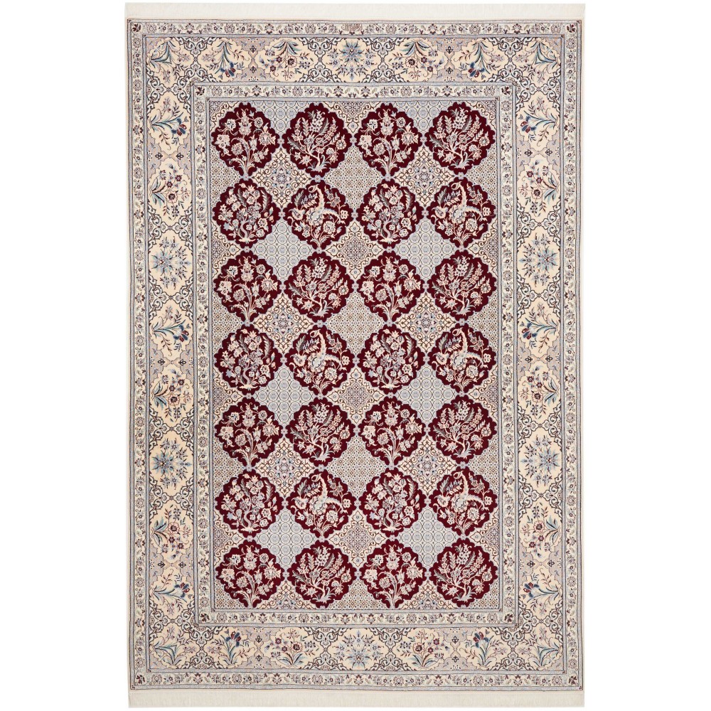 Tappeto Nain 6La Persia bianco verde 206x308 Tappeto Nain 6La Persia bianco verde 206x308